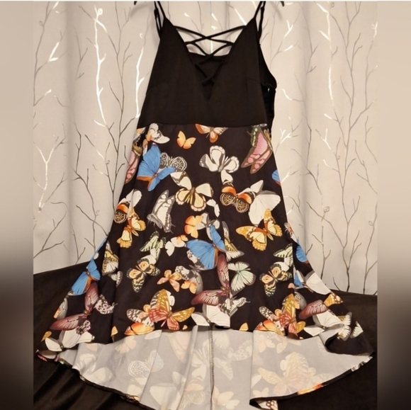 Shein Butterfly Print Dress with Black Top - Picture 3 of 4